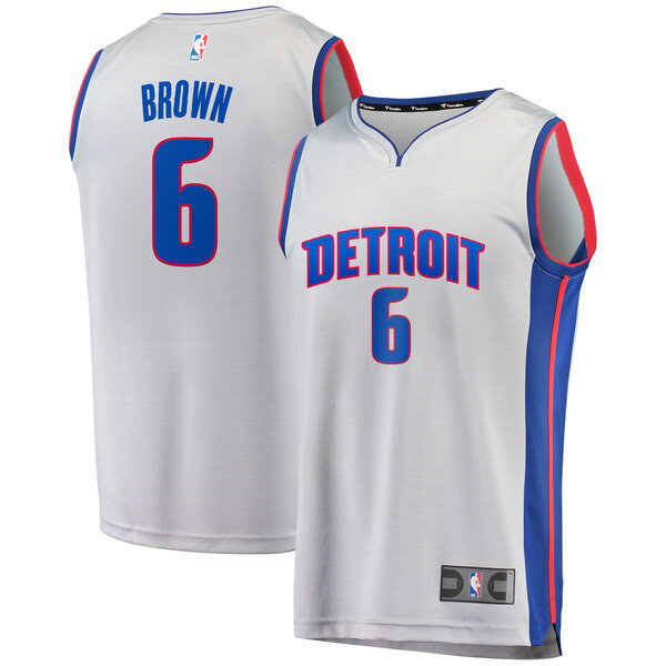Maillot nba Detroit Pistons Statement Edition Homme Bruce Brown 6 Gris